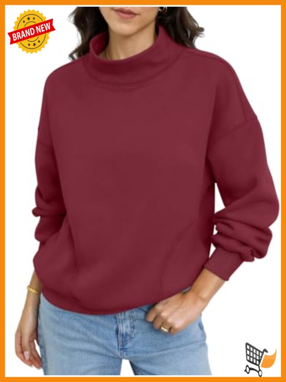Fleece Mock Neck Sweatshirt with Pockets Trendy Pullover